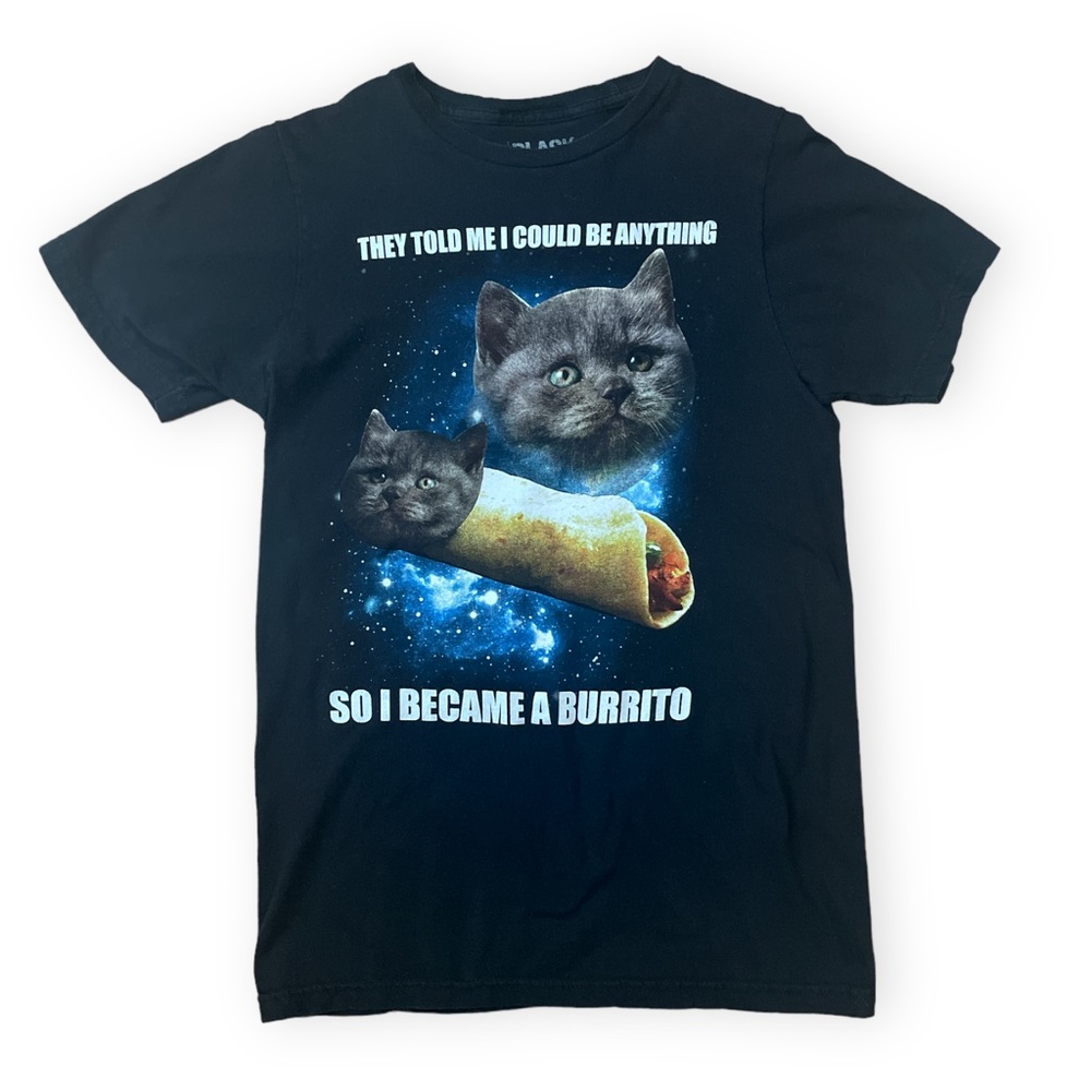 Hot Topic Mens T Shirt Funny Cat Burrito Gag Gift